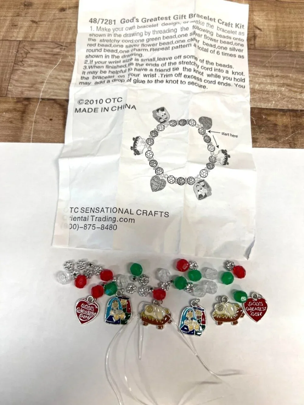 Gods Greatest Gift Bracelet Craft Kit With Nativity Charms & Beads DIY Project